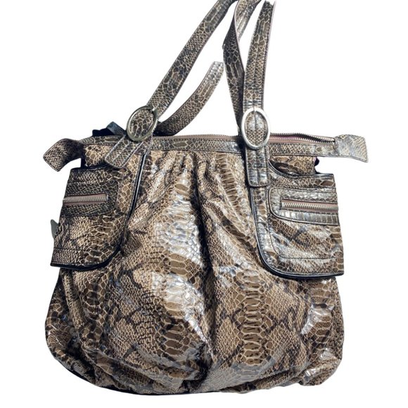 Liz Claiborne Faux Snakeskin Handbag Side Pockets W/ Matching Change Purse NWOT - Picture 1 of 10